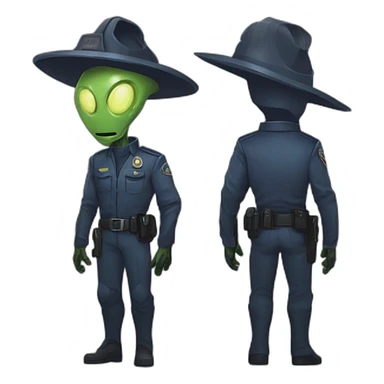 alien policeman scifi roguelike rpg style inspired by slay the spire digital art sticker