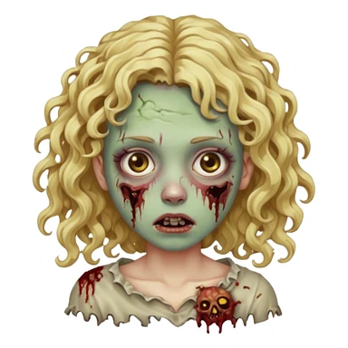 girl zombie with curly blonde hair  sticker