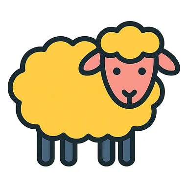 a simple sheep, color outline icon style sticker