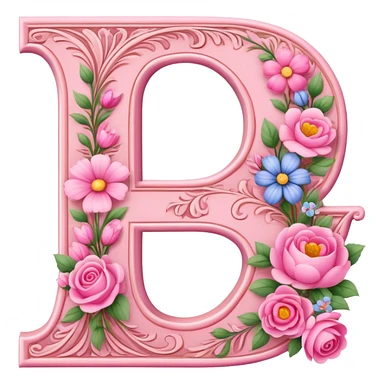 Pink, romantic, flowery, the letter “D” sticker