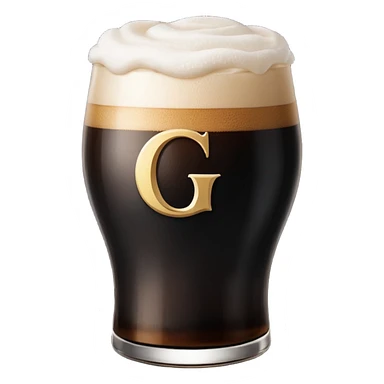 Guiness with letter 'g' only half-full. Top half is emplty. sticker