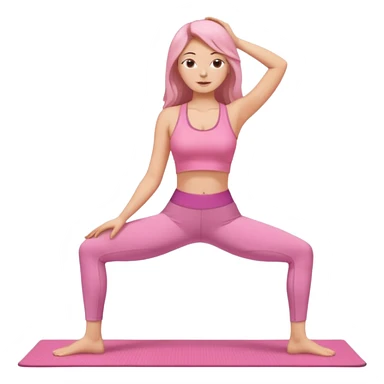 Pose de yoga cabello suelto, rosa sticker