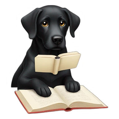 Black lab reading a book sticker