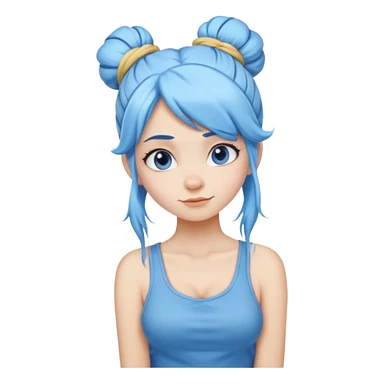 Female Smurf with sky blue hair long hair in a messy bun sticker