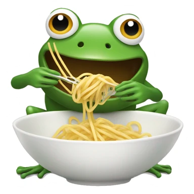 Frog eating spaghetti sticker
