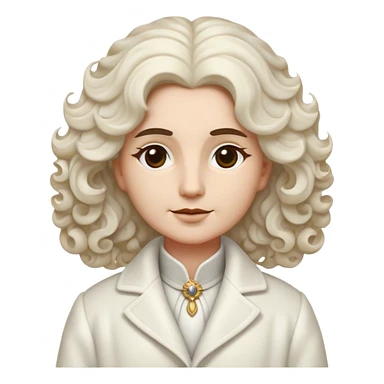 Cinematic Noble Wavy-Haired Maltese Portrait Emoji, Poised and regal, with a delicate, compact build and a pristine, wavy-haired white coat that cascades in gentle curls, deep-set soulful dark eyes, Simplified yet sharp and sophisticated features, highly detailed, glowing with a soft, dignified glow, high shine, intelligent and gentle, stylized with an air of refinement, focused and attentive, soft glowing outline, capturing the essence of a watchful and graceful companion, so majestic it feels as though it could prance out of the screen with effortless authority! sticker