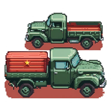ZIL 130 Soviet truck with green cabin and flatbed, vintage Russian truck from 1960s sticker