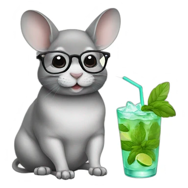 chinchilla with glasses and mojito sticker