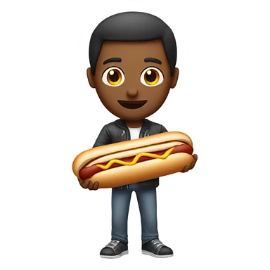 Guy holding plain hotdog sticker