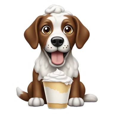Dog with whip cream sticker