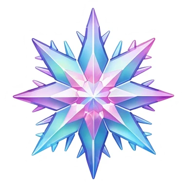 Gradient iridescent Pastel rainbow Pink violet blue crystal star snowflake  sticker