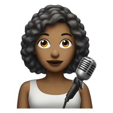 female musician with a microphone sticker