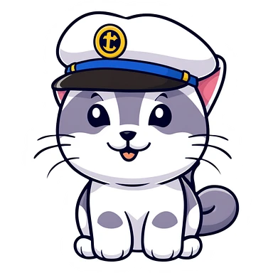 smirking cat wearing a cadet hat sticker