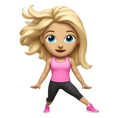 Blonde long hair doing Pilates wearing pink  sticker