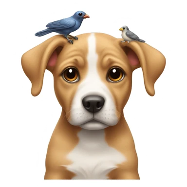 Puppy with a bird on its head sticker