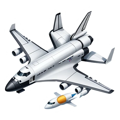 An icon featuring a collage of a space shuttle, a drone, and an airplane, symbolizing aerospace technology. The design includes rocket engines, wings, and flight paths, representing advancements in aviation and space exploration. Transparent background highlights cutting-edge aerospace engineering. sticker