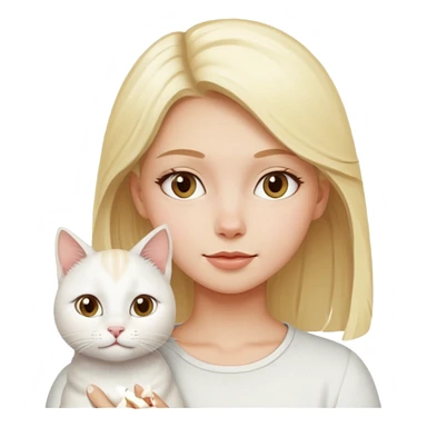 blomde girl and white cat sticker