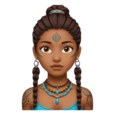 tribal girl Tattooed, not wearing necklace sticker