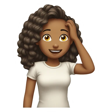 Girl tucks hair behind the ear with the tongue out  sticker