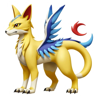 Latias-Vernid-Lombax-Koraidon-Renamon-Zeraora-Bastet-Fakémon-Digimon-hybrid-fusion-creature, full body sticker