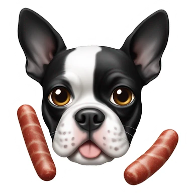 Boston terrier black & white with sausage sticker