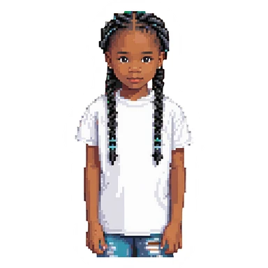 african american kid with a white tee and black braids sticker