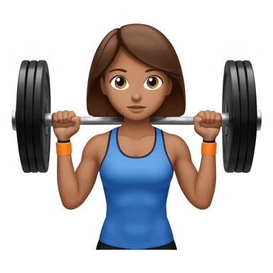 Girl with brown hair and brown eyes with a middle part weight lifting sticker