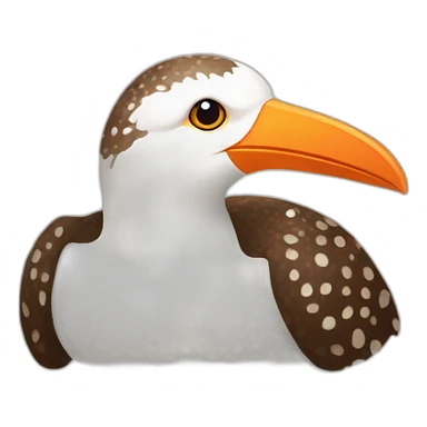 brown and white speckled sea bird with legs and orange beak sticker