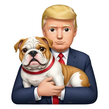 Donald Trump holding English Bulldog sticker