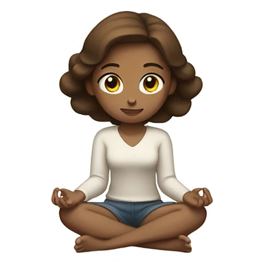 clean girl meditating in oaz with brown hair sticker