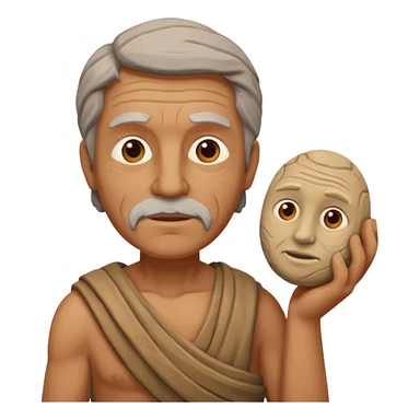 Ancient  man  with clay sculpture sticker