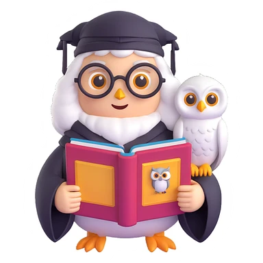 Harry Potter emoji with Hedwig the owl, holding a book sticker