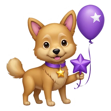 Dog hold purple star shape balloon sticker