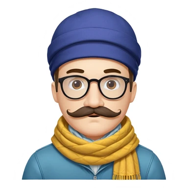 Bobo hipster blanc, fan d’expo d’art avec un foulard et une grosse moustache  sticker