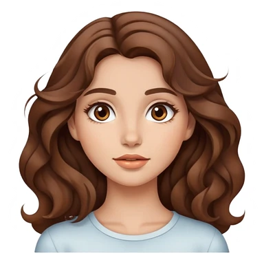 beautiful girl with wavy brown hair, natural makeup look sticker