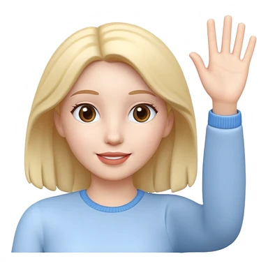 generate realistic detailed girl waving hi 3d style  sticker