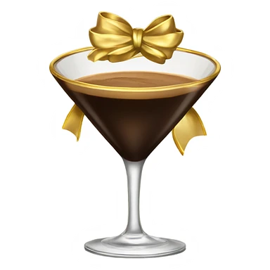 gold rimmed espresso martini glass with gold bow sticker