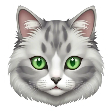 Cat grey and White with Green eyes sticker