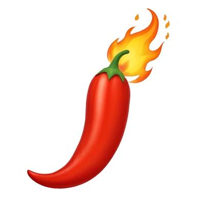 un piment rouge allongé avec une flamme sticker
