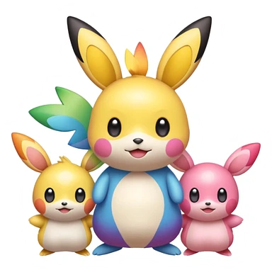 Rainbow-gradients Emolga-Pichu-Victini-Kirby-fusion sticker