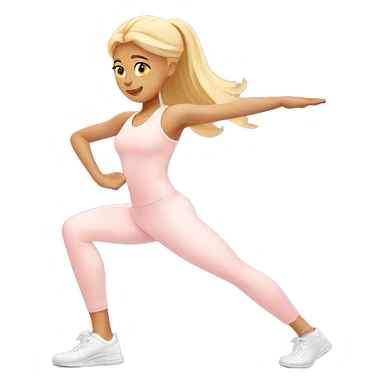 angelic blonde girl stretching in light pink gym  sticker