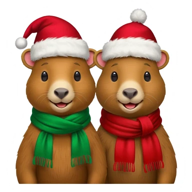  capybaras with christmas atire  sticker