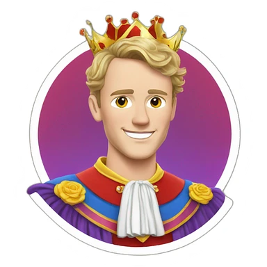 Jonathan Toews as a rainbow king with a royal robe on sticker