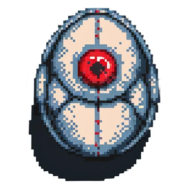 a strange transparent alien egg with a visible creature inside, embryonic, fetal shape creature, 3 glowing red eyes, illuminated from above sticker