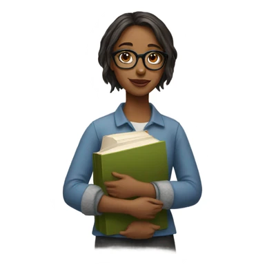 girl wearing glasses and book sticker