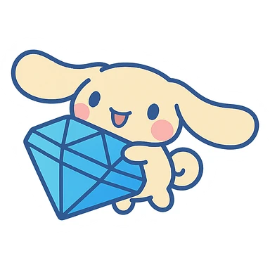 pastel toon style Cinnamoroll with a diamond sticker