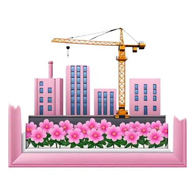 construction and pink flowers sticker