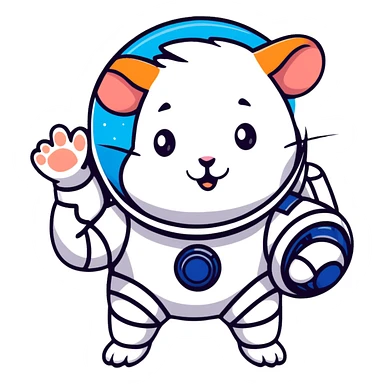 space hamster in a spacesuit waving his hand sticker