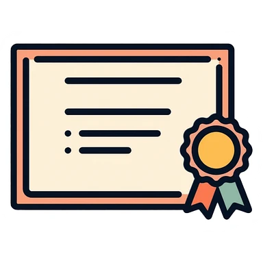 Certificate of achievement with seal sticker