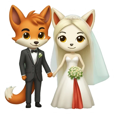 lady dragon and boy fox getting married sticker